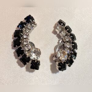 Elegant Black and Silver Crystal Earrings